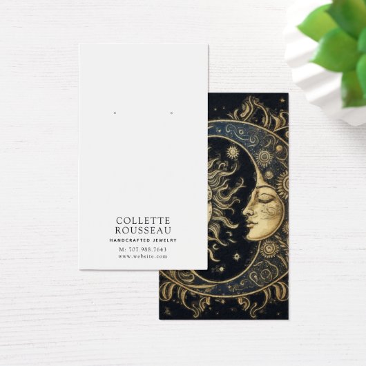 Celestial Zon Maan Oorbel Sieraden Display Visitekaartje (Bureau)