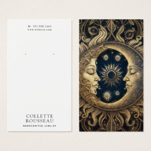 Celestial Zon Maan Oorbel Sieraden Display Visitekaartje