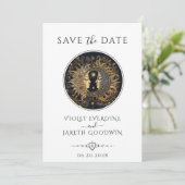 Celestial zon maan sterren bruiloft Save the date Kaart (Staand voorkant)