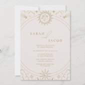 Celestial zon maan sterren gouden bruiloft kaart (Voorkant)