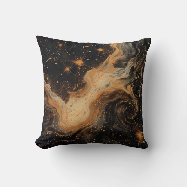 Celestial Zwart en Goud Kussen (Voorkant)