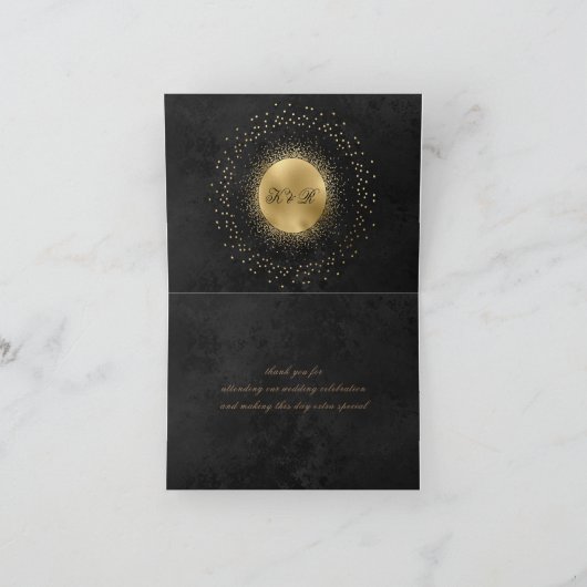 Celestial Zwart en Gouden Sterren Dank u kaart (Binnen)