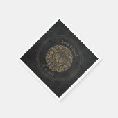 Celestial Zwart Goud Bloemen Schedel Gotische Hall Servet (Hoek)