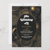 Celestial Zwart Goud Bruiloft Kaart (Voorkant)