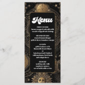 Celestial Zwart Goud Bruiloft Menu (Voorkant)