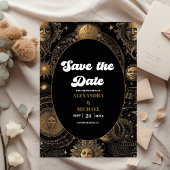 Celestial Zwart Goud Bruiloft Save The Date
