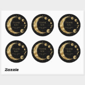 Celestial Zwart Goud Maan Phases Bruiloft Dank u Ronde Sticker (Vel)