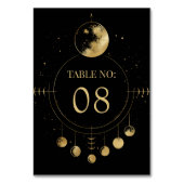 Celestial Zwart Goud Maan Phases Bruiloft Kaart (Achterkant)