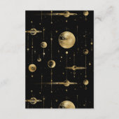 Celestial zwart gouden halve maan fasen bruiloft informatiekaartje (Achterkant)