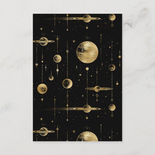 Celestial zwart gouden halve maan fasen bruiloft informatiekaartje (Achterkant)