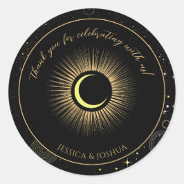 Celestial Zwart Mystiek Star Dust Ronde Sticker