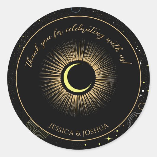 Celestial Zwart Mystiek Star Dust Ronde Sticker (Voorkant)