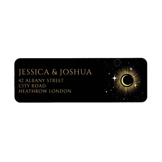 Celestial Zwart Mystiek Sun Star Dust Etiket (Voorkant)