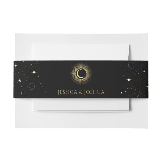 Celestial Zwart Mystiek Zon Maan Ster Uitnodigingen Wikkel (Voorkant Voorbeeld)