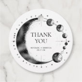 Celestial zwart wit maan fase bruiloft dank u bedankjes labels (Voorkant)