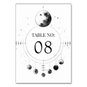 Celestial zwart wit maan fasen bruiloft kaart (Voorkant)