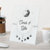 Celestial Zwart Wit Maan Huwelijkskaarten en Gesch Reclamebord Met Voetstuk (Insitu)