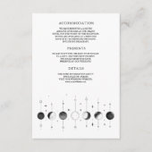 Celestial zwart witte halve maan fasen bruiloft informatiekaartje (Voorkant)