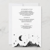 Celestial zwart witte halve maan fasen bruiloft kaart (Achterkant)