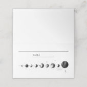 Celestial zwart witte halve maan fasen bruiloft plaatskaartje (Buitenkant ongevouwen)