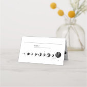 Celestial zwart witte halve maan fasen bruiloft plaatskaartje (Voorkant)