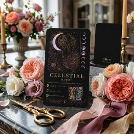 Celestiale Bloemist Luxe Zwart Goud QR Visitekaartje