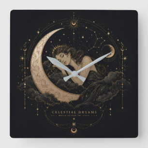 Celestiale Droom Luxe Maan & Sterren Wandklok