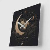 Celestiale Droom Luxe Maan & Sterren Wandklok (Hoek)
