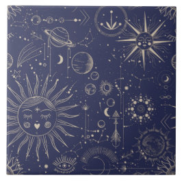 Celestiale elementen op grote zee tegeltje