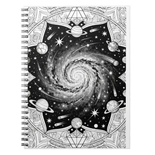 Celestiale Galaxy Mandala Kunstprint | Kosmische M Notitieboek (Voorkant)