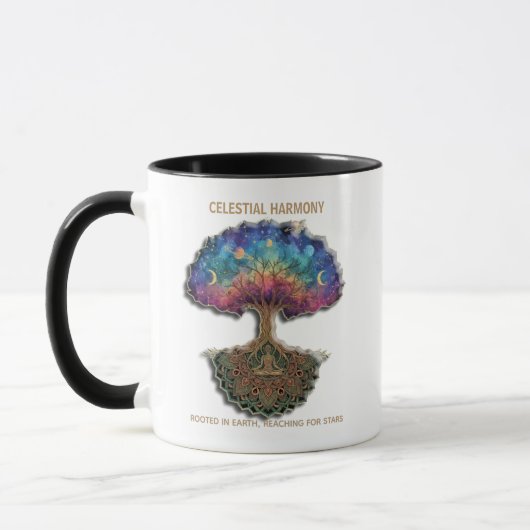 Celestiale Harmonieboom | Cosmische Meditatie Mand Mok (Links)