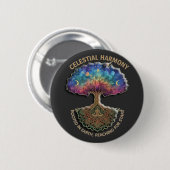 Celestiale Harmonieboom | Cosmische Meditatie Mand Ronde Button 5,7 Cm (Voorkant /achterkant)