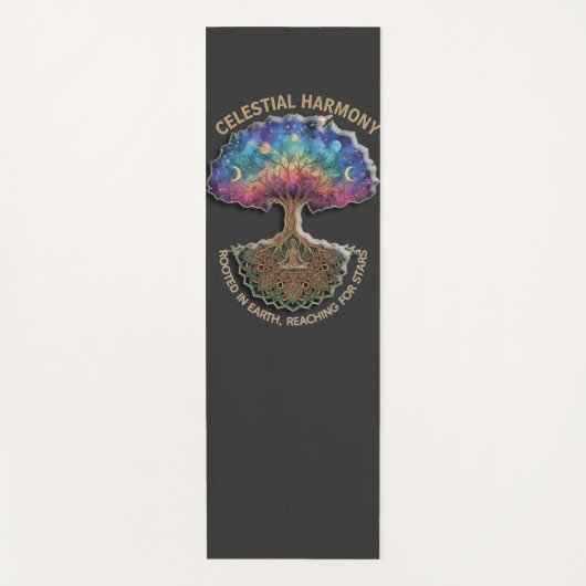 Celestiale Harmonieboom | Cosmische Meditatie Mand Yogamat (Voorkant)