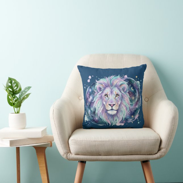 Celestiale Leeuw Sterrenstelsel Watercolor Worp Ku Kussen (Stoel)