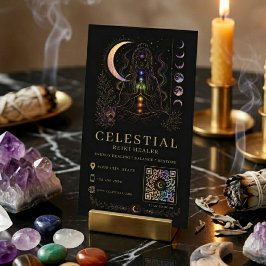 Celestiale Reiki Genezer Luxe Zwart Goud QR Visitekaartje