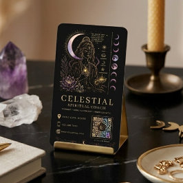 Celestiale Spirituele Coach Luxe Zwart Goud QR Visitekaartje
