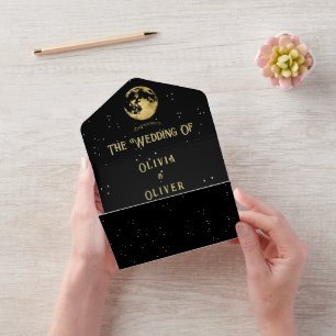 Celestiale ster moon QR code bruiloft All In One Uitnodiging