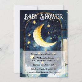 Celestiale Sterrennacht en maan Baby shower Kaart
