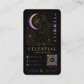Celestiale Tarotlezer Luxe Zwart Goud QR Visitekaartje (Voorkant)