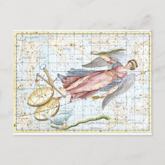 celestiale virgo- en baardconstellaties briefkaart