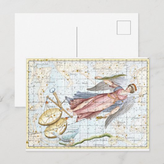  celestiale virgo- en baardconstellaties briefkaart (Voorkant / Achterkant)