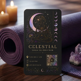 Celestiale yogainstructeur Luxe zwart goud QR Visitekaartje