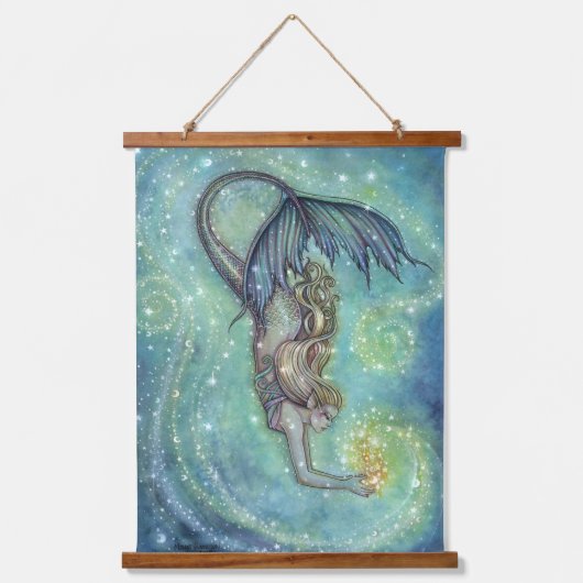 Celesticius Zee Mermaid Wood met bovenzijde Wandta Hangend Wandkleed (Voorkant)