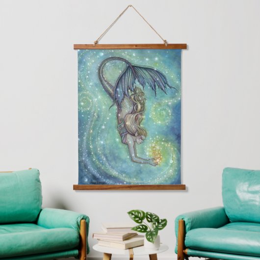Celesticius Zee Mermaid Wood met bovenzijde Wandta Hangend Wandkleed (Woonkamer)