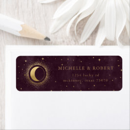 celestiel burgundy gold Return Address Label
