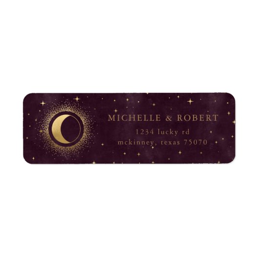 celestiel burgundy gold Return Address Label (Voorkant)