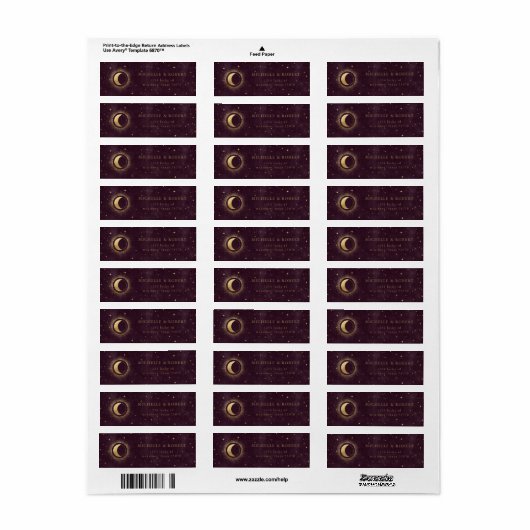 celestiel burgundy gold Return Address Label (Full Sheet)