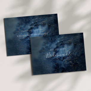 Celestiel Night Sky Gold Bridesmaid-kaartje Kaart