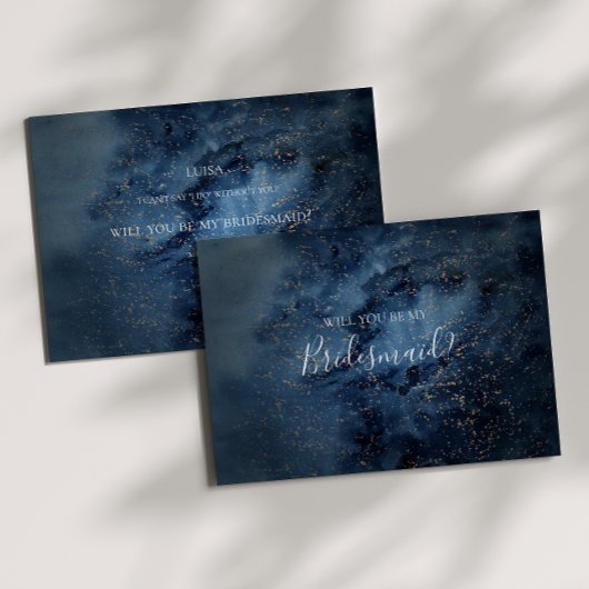 Celestiel Night Sky Gold Bridesmaid-kaartje Kaart