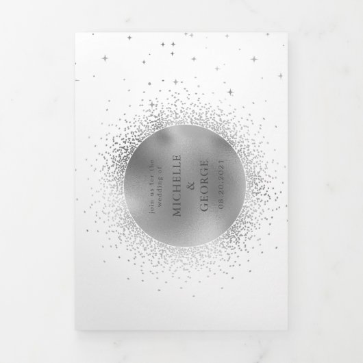 celestiel zilver maan drix - huwelijksuitnodiging drieluik uitnodiging (Cover)